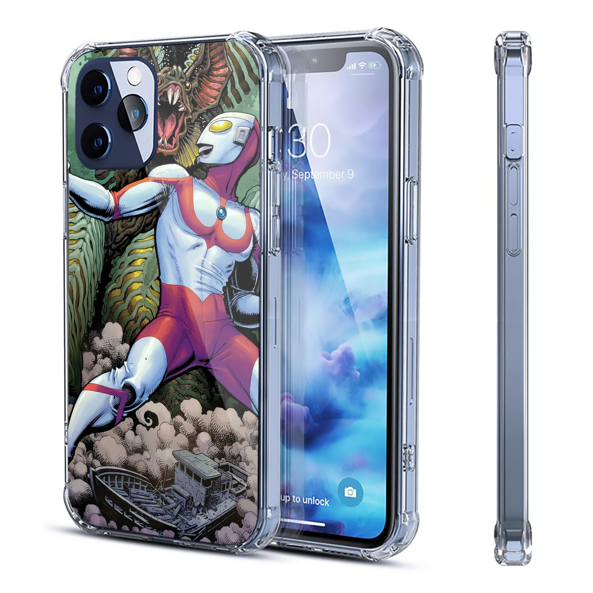 （画像用） ウルトラマン Ultraman 【iPhone 12シリーズ対応】透明スマホケース（クリアソフトケース）
